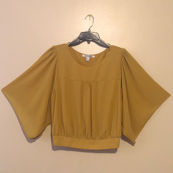 Forever 21 Tops - Forever 21 Mustard Flow Sleeve Cutout Armpit Top